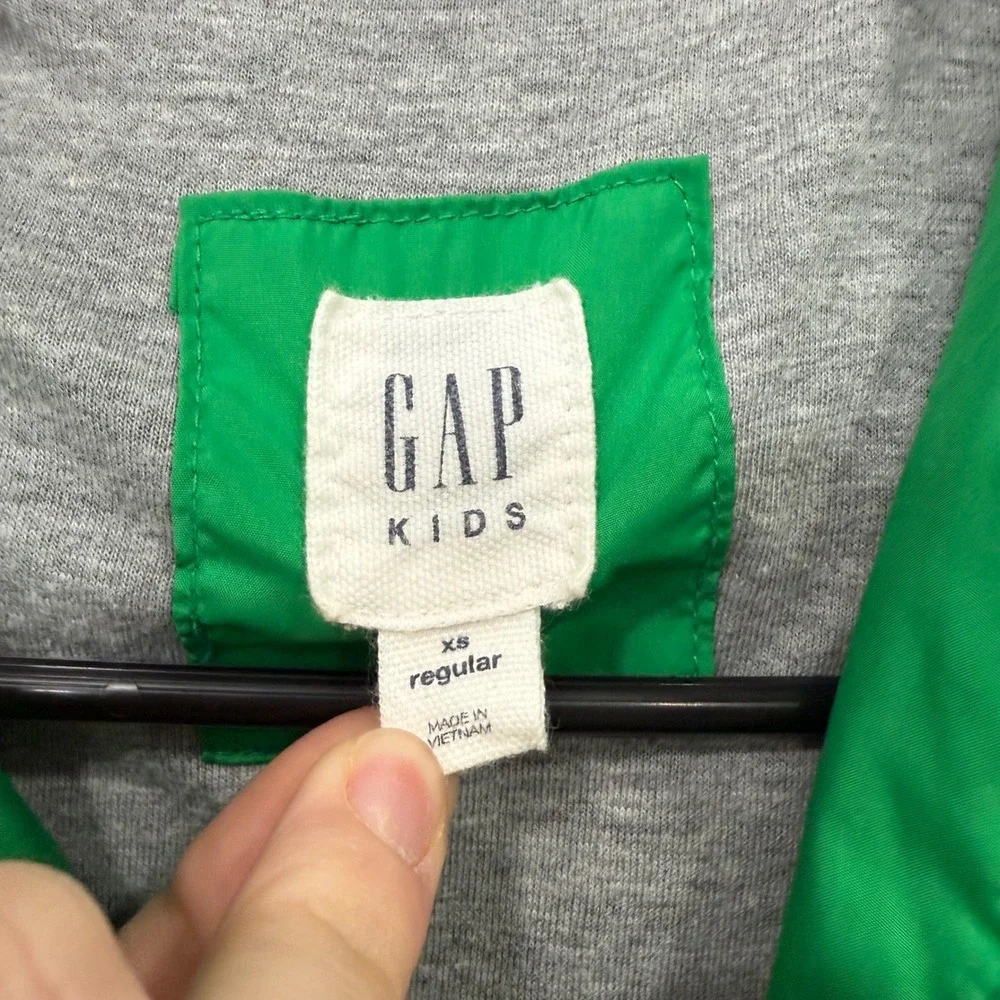 Gap Kids‎ Green Hooded Windbreaker Jacket Zip Up Jersey Lined XS 4-5 Regular
